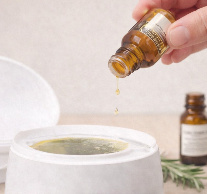 Aceite esencial puro usado incorrectamente en un humidificador, ejemplo de mal uso.