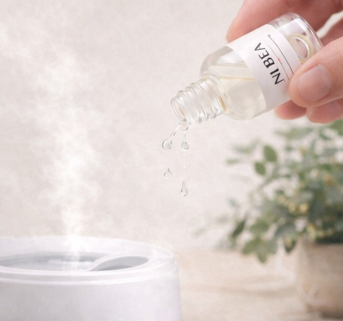 Uso correcto de esencia hidrosoluble transparente en humidificador con vapor activo.
